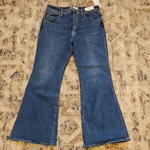 Blue High-Rise Flare Jeans with Wide Leg